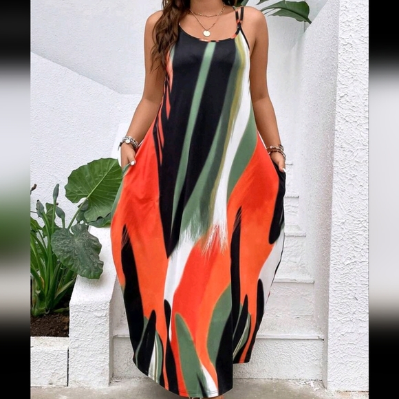 Plus Size Knee-length Color Block Dress with Pockets D863 $16Each